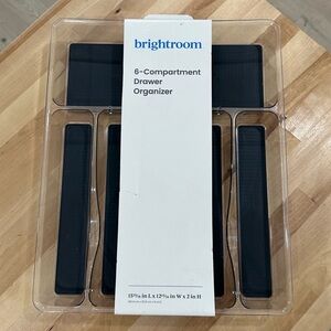 New! Brightroom 6-Compartment Drawer Organizer Silverware Tray Clear & Gray